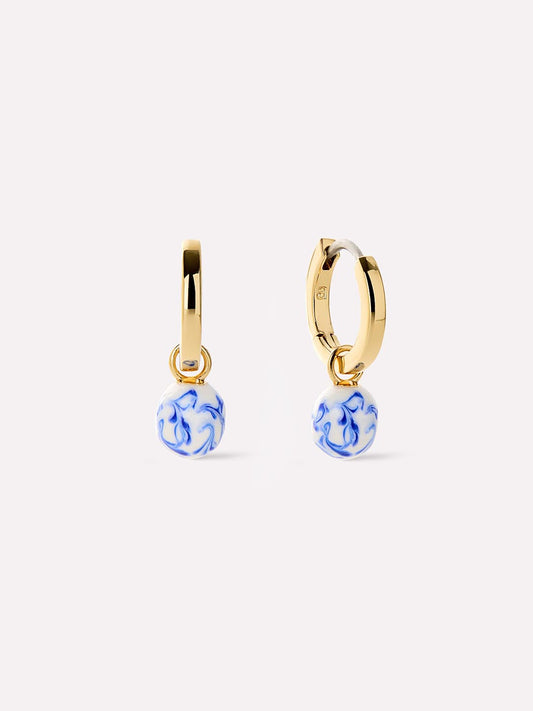 Gold Drop Earrings - Lainey Marble Blue