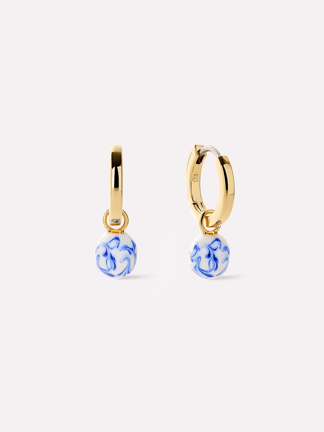 Gold Drop Earrings - Lainey Marble Blue